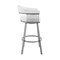 Armen Living Bronson 25" Counter Height Swivel Bar Stool in Silver Finish and White Faux Leather 721535761906 - alternate 4